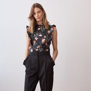 Rebecca Taylor Black Floral Blouse